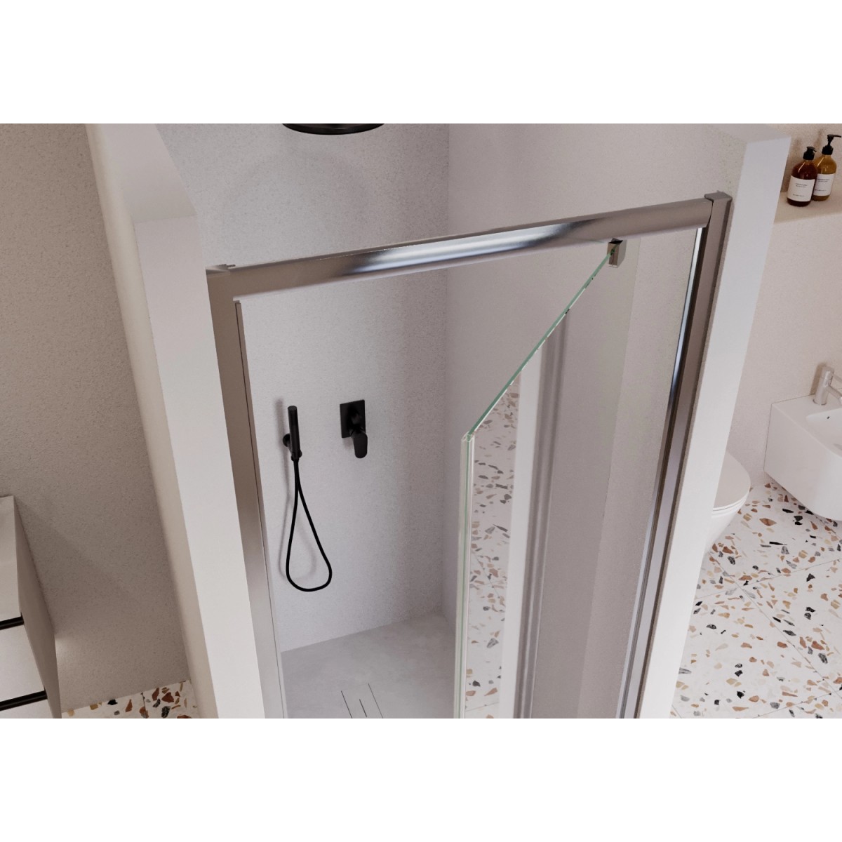 Porte de douche Adele 1 porte transparente à charnières...