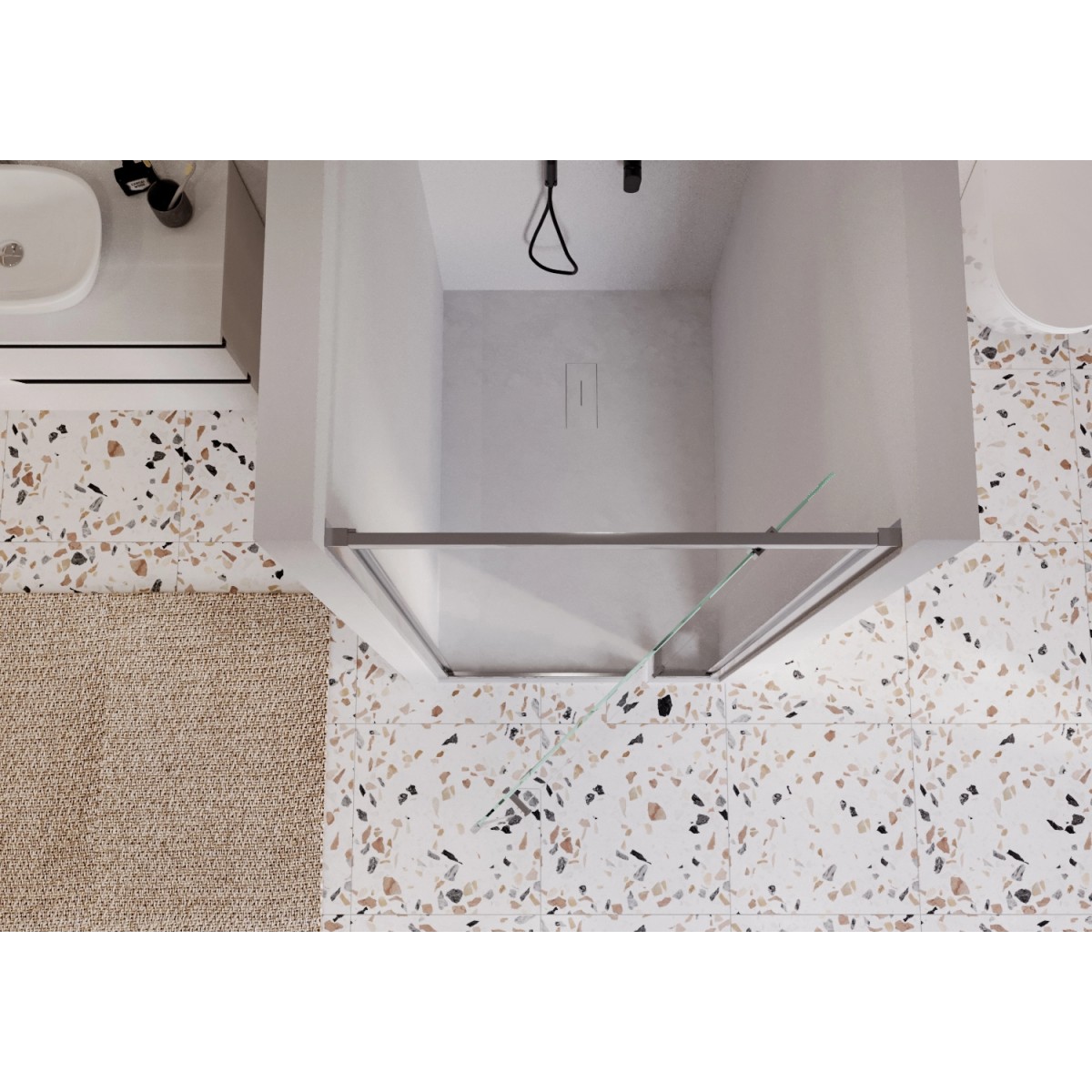 Porte de douche 1 porte battante transparente h195 6mm Adèle