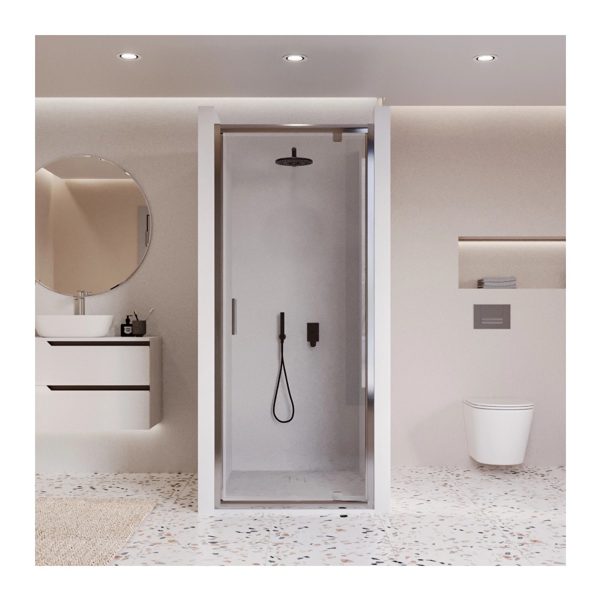 Porte de douche 1 porte battante transparente h195 6mm Adèle