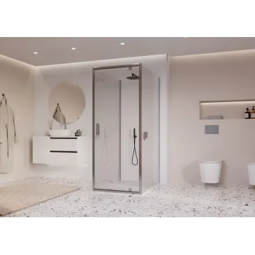 Cabine de douche 3 côtés porte battante transparente h195 Adèle