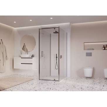 Cabine de douche à 3 côtés avec porte à charnières transparentes h195 Adele