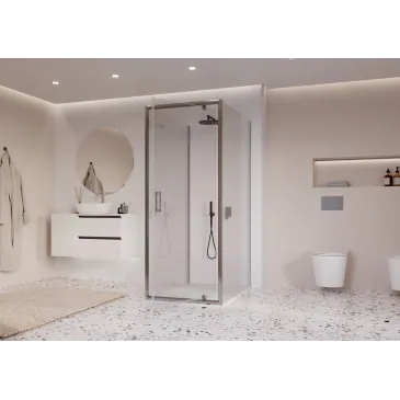 Cabine de douche à 3 côtés avec porte à charnières transparentes h195 Adele