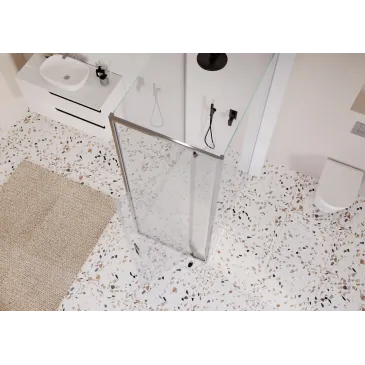 Cabine de douche 3 côtés porte battante transparente h195 Adèle