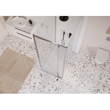 Cabine de douche à 3 côtés avec porte à charnières transparentes h195 Adele