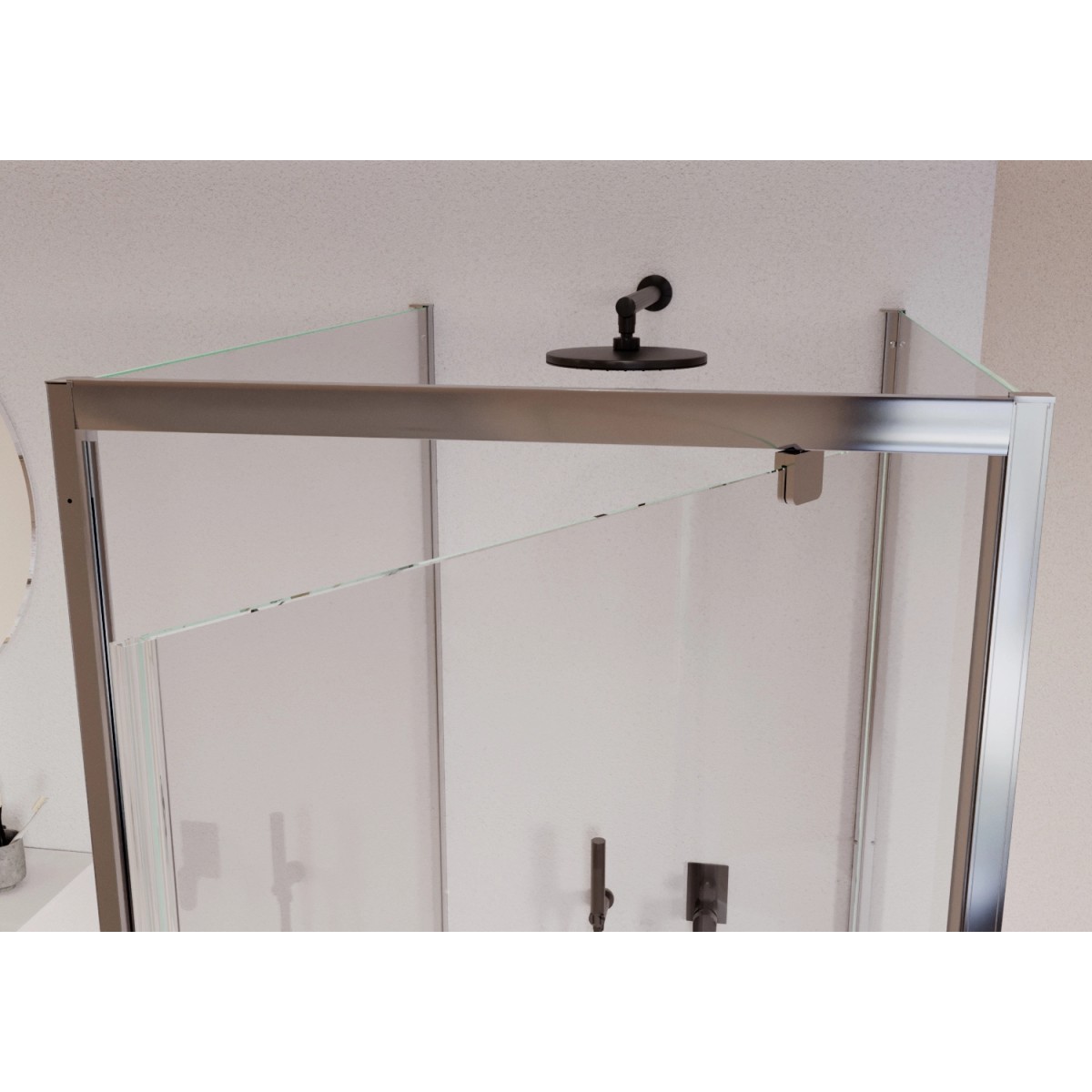 Cabine de douche à 3 côtés avec porte à charnières...