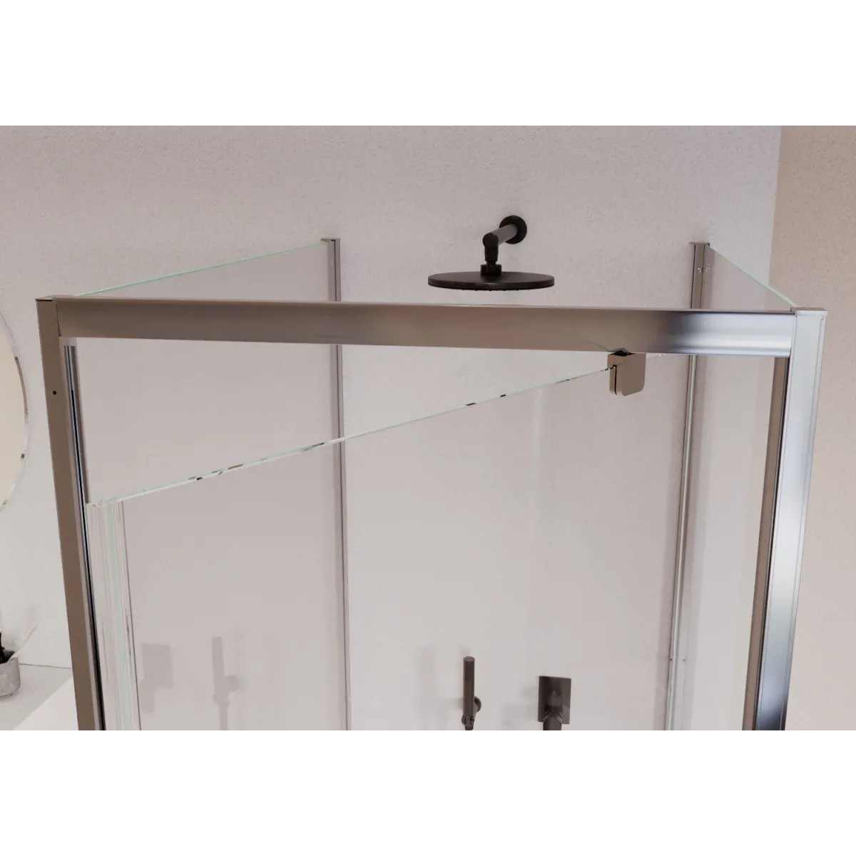 Dreiseitige Duschkabine mit transparenter Drehtür h195 Adele