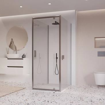 Cabine de douche 3 côtés porte battante transparente h195 Adèle