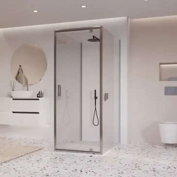 Cabine de douche 3 côtés porte battante transparente h195 Adèle