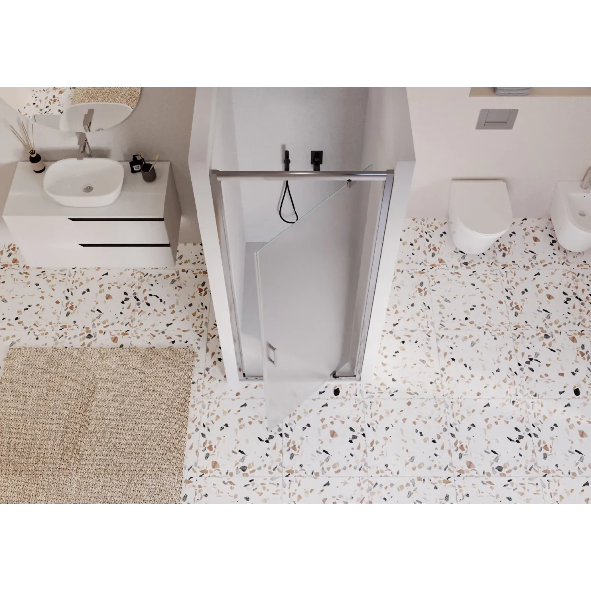 Porta doccia ad un anta opaca 80 90 100 h195 6mm anticalcare