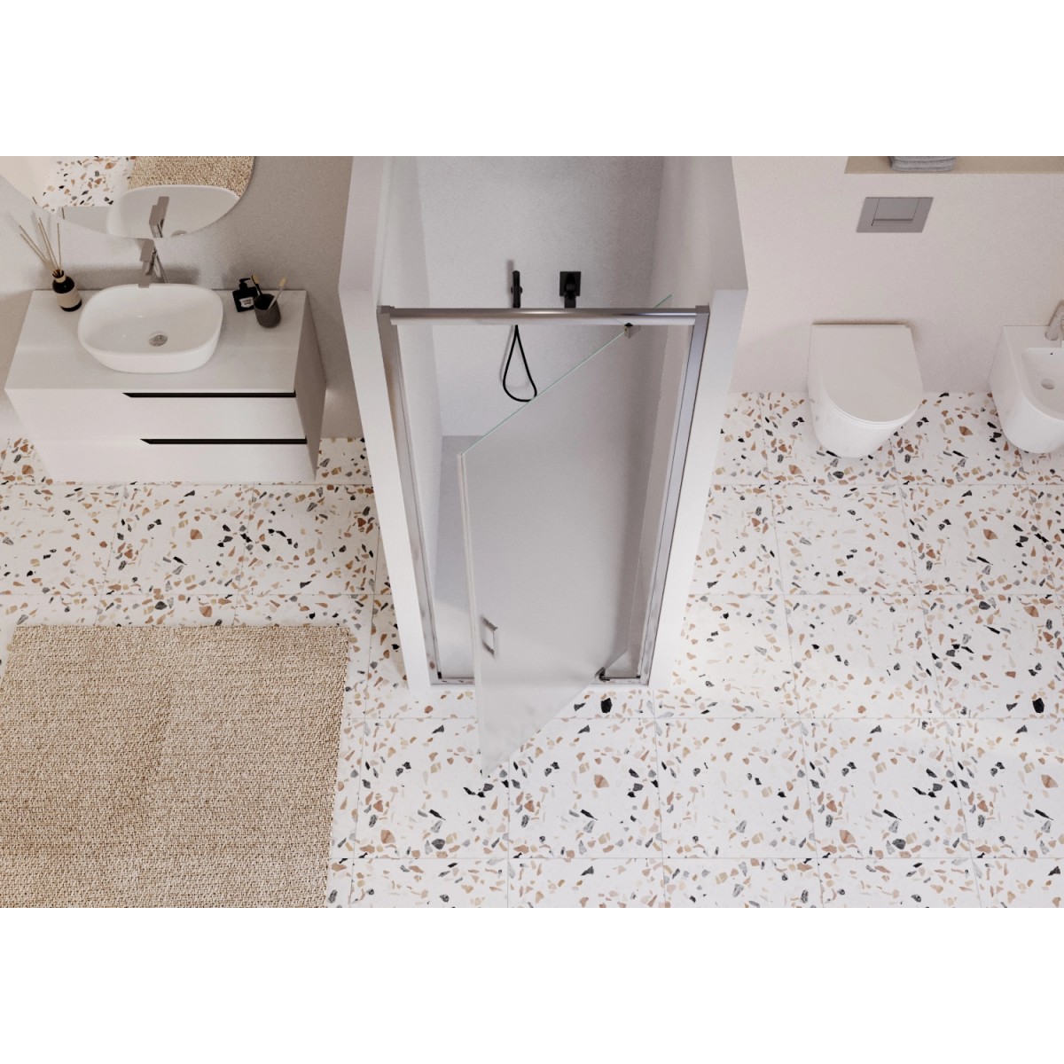 Porte de douche opaque monobloc 80 90 100 h195 6 mm...