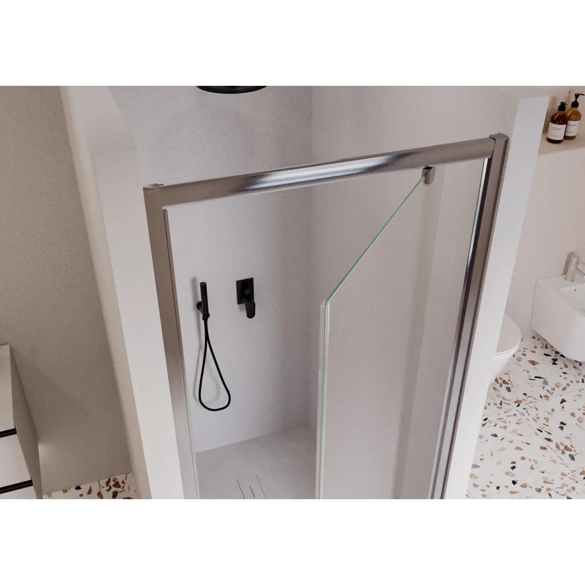 Porta doccia ad un anta opaca 80 90 100 h195 6mm anticalcare