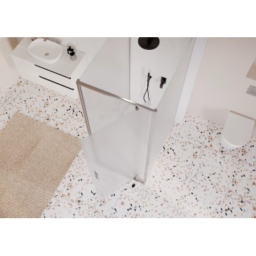 Cabine de douche 3 côtés avec porte battante opaque h195 6mm Adèle