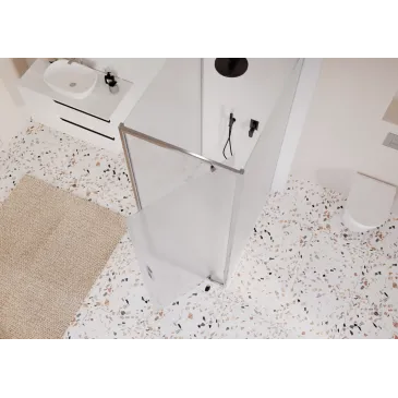 Cabine de douche 3 côtés avec porte battante opaque h195 6mm Adèle