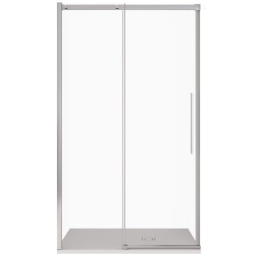 Porte de douche pour niche avec profilés en acier satiné h200