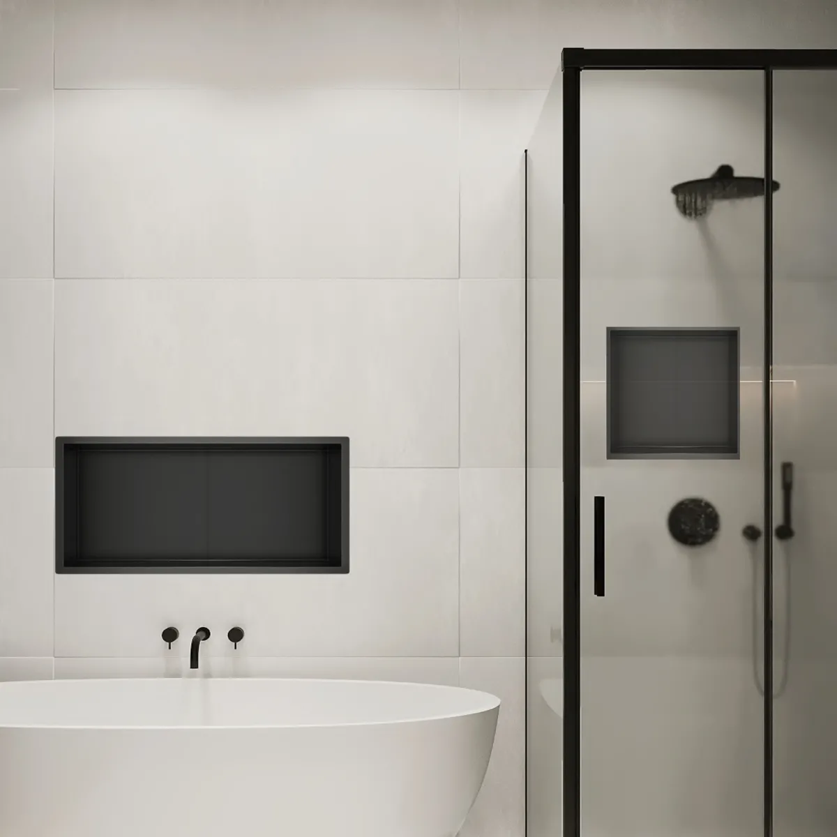 Niche de douche GLAMOUR 60x30 noire profondeur 8cm