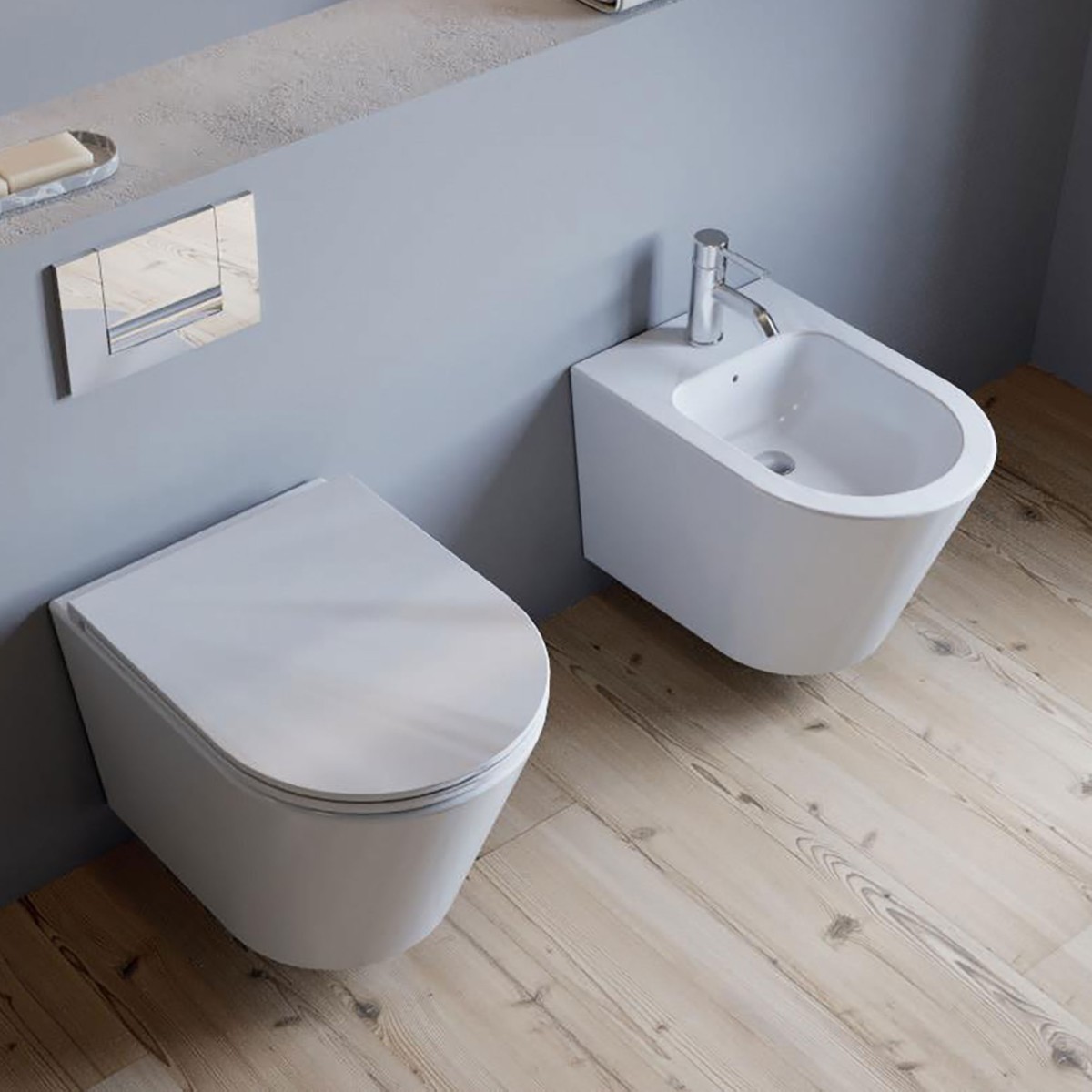 Paar randlose hängende Sanitärartikel aus Ocean-Keramik | Mondialshop