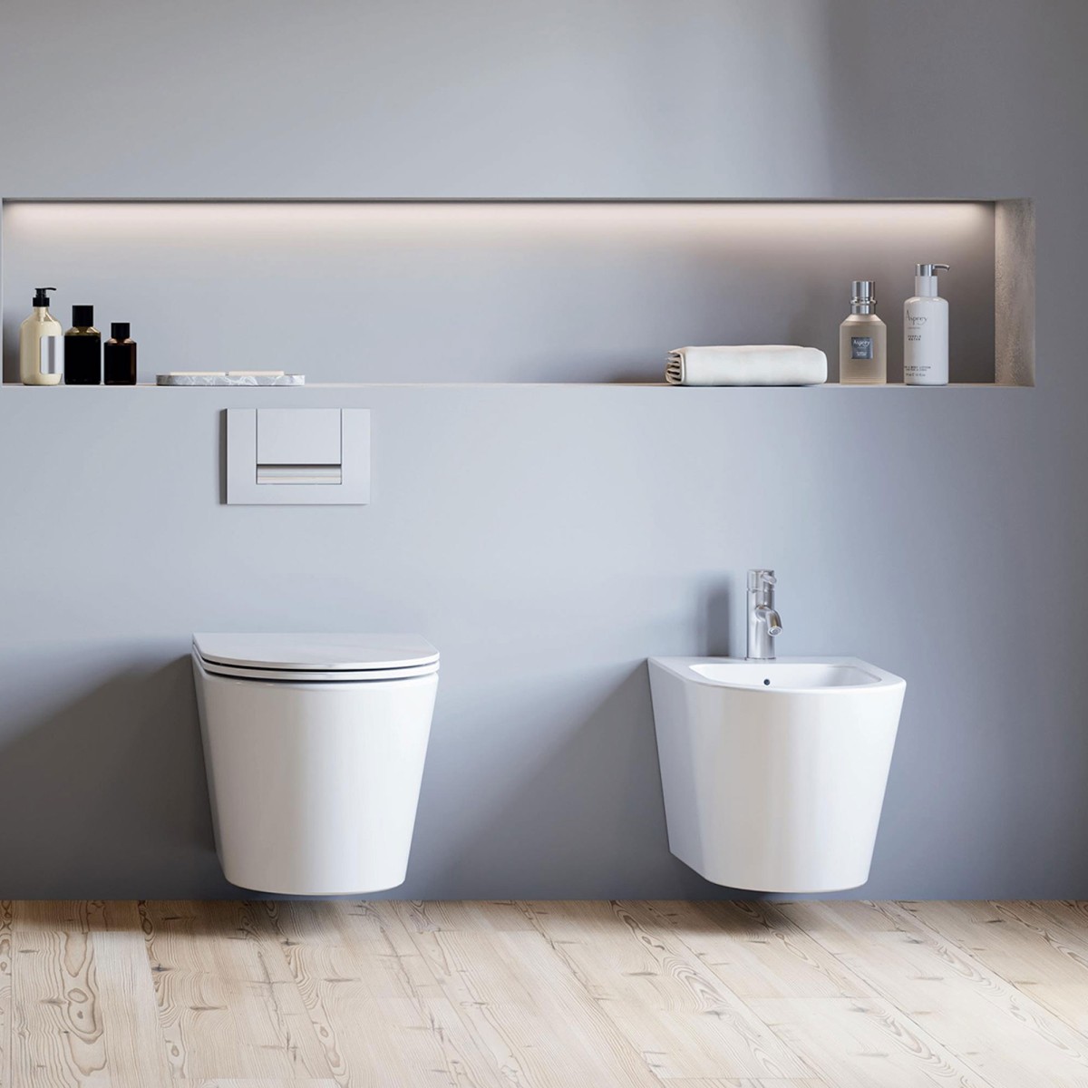 Couple de sanitaires suspendus en céramique Ocean | Mondialshop