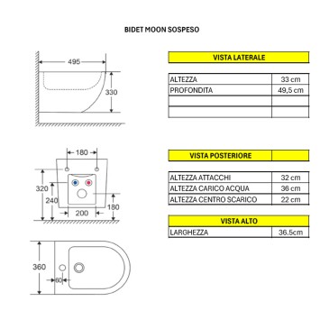 Sanitari sospesi rimless bianco lucido Moon
