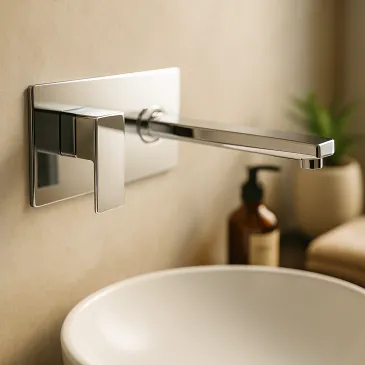 Rubinetto a parete per lavabo quadrato design Manara