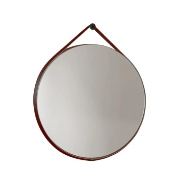 Specchio Tondo con Cintura in Cuoio | Mondialshop