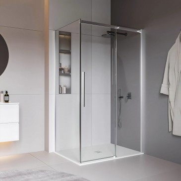 Cabine de douche à deux côtés en verre de 8mm, H200cm, traitement anticalcaire TARGET