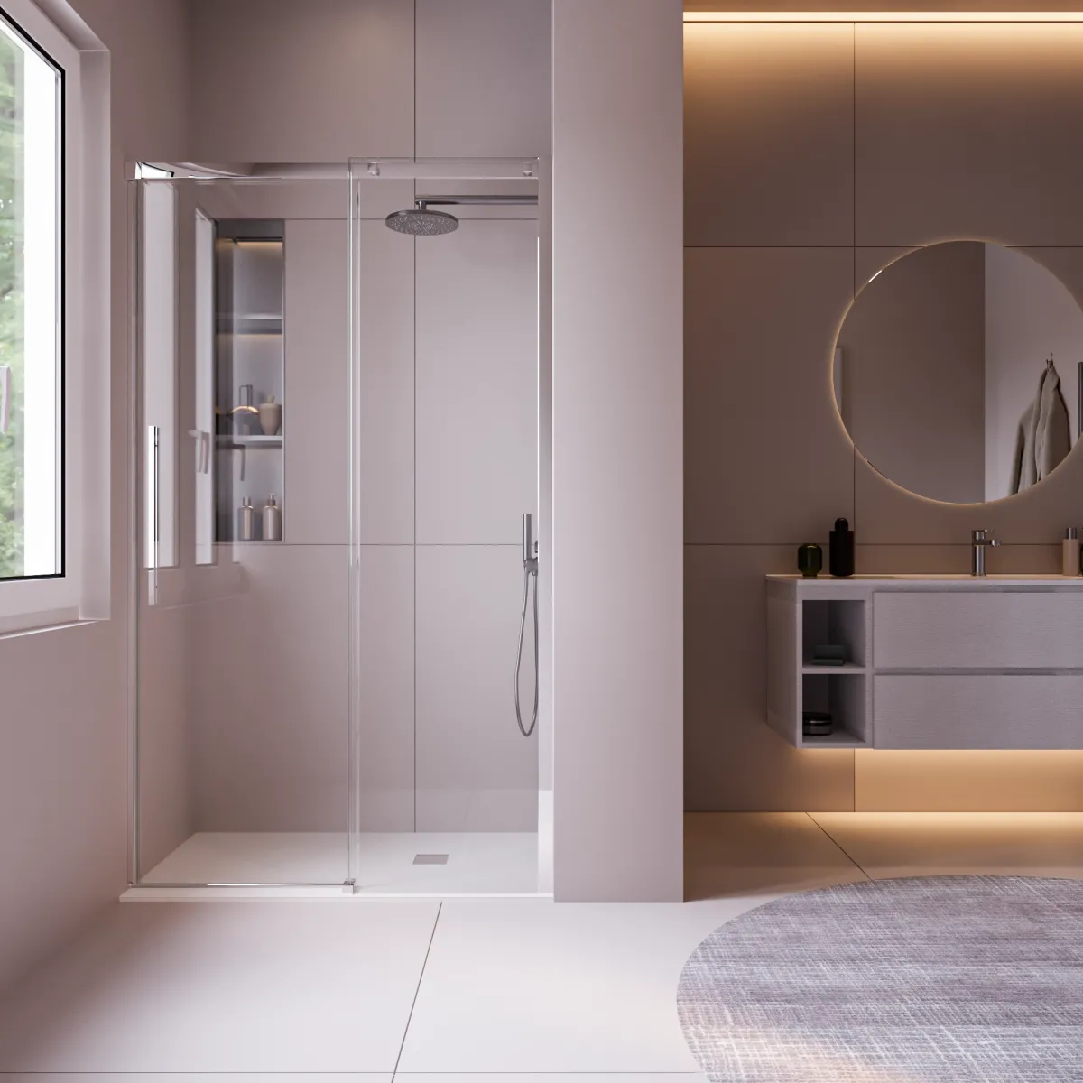 Porte de douche pour porte coulissante en niche H200 Anti-calcaire TARGET