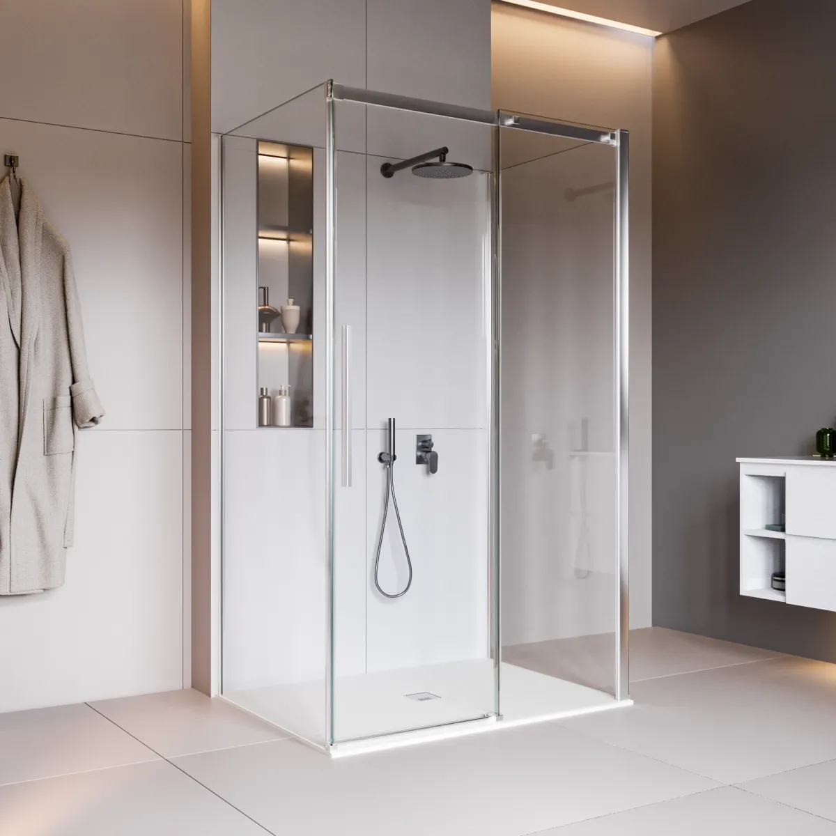 Paroi fixe anti-calcaire TARGET cabine de douche 3 faces H195