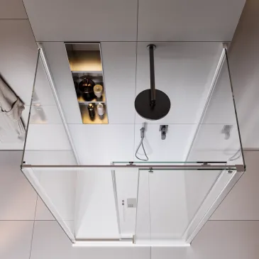 Cabine de douche 3 côtés avec paroi fixe H195, anticalcaire TARGET