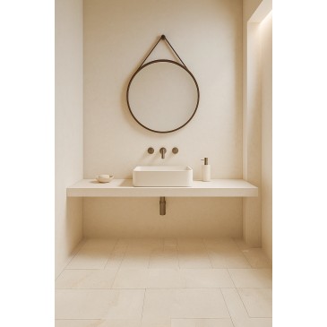 Miroir rond avec ceinture en cuir | Mondialshop