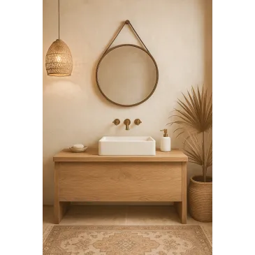 copy of Runder Spiegel zum Aufhängen mit schwarzem Leder- oder CAPO-Ledergürtel