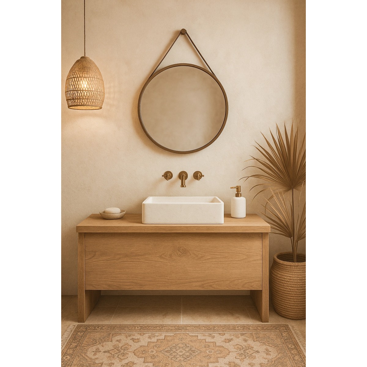 copy of Miroir rond suspendu avec ceinture en cuir noir ou cuir CAPO
