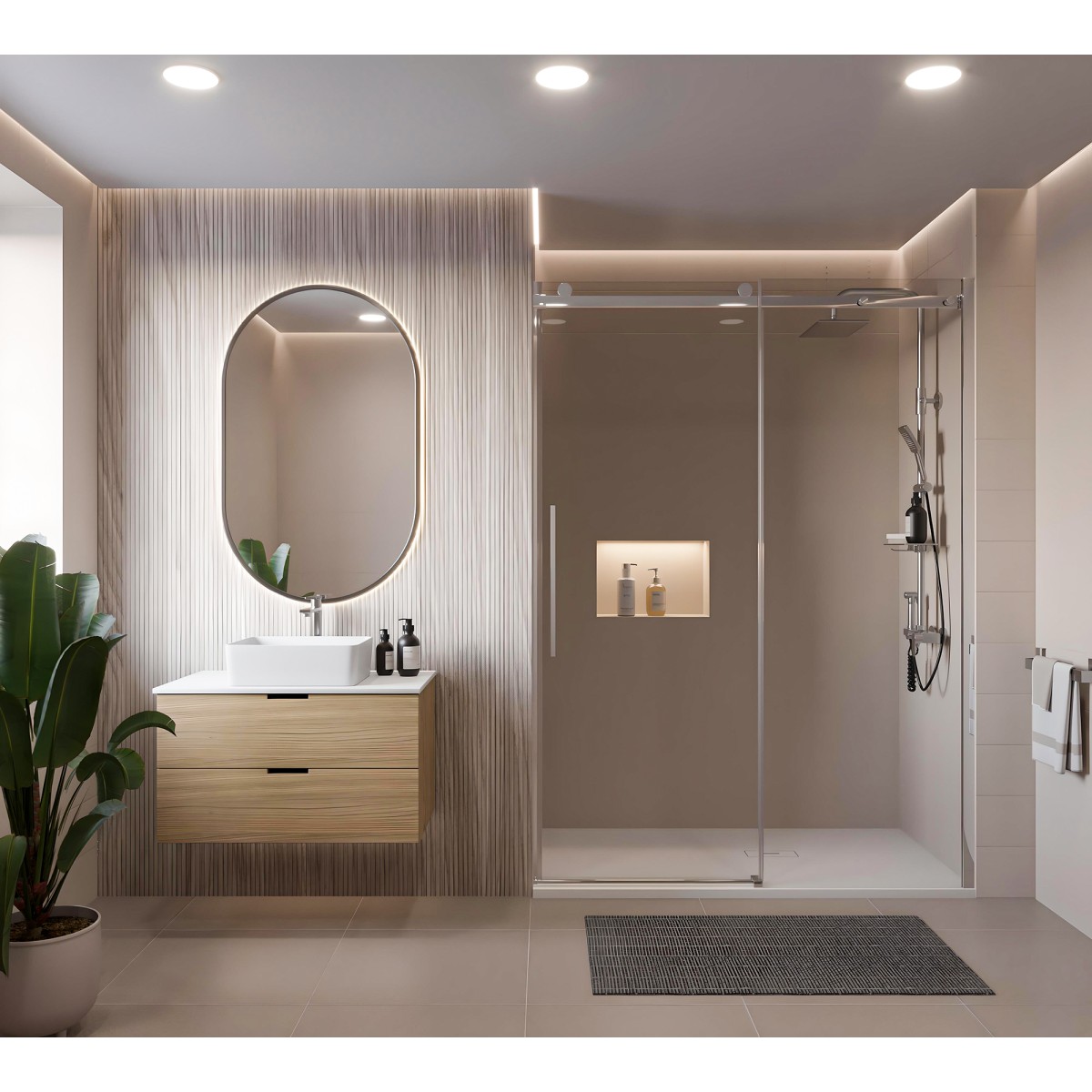 EUCLIDE H195 transparente, kalkabweisende Schiebetür für...