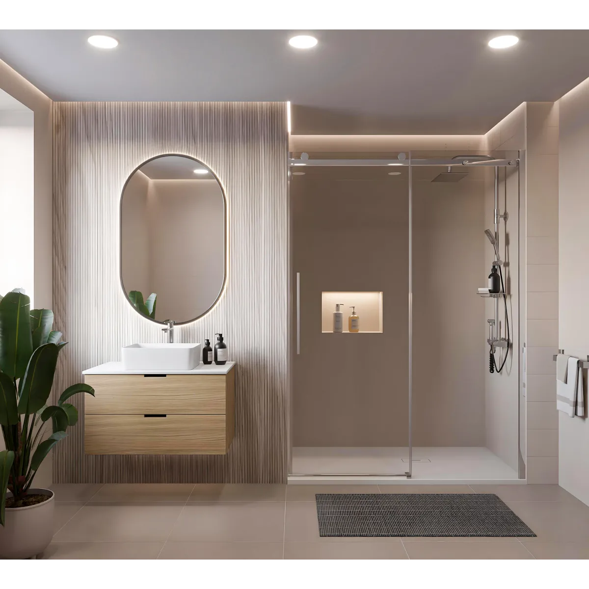 Transparente Antikalk-Duschschiebetür H195 EUCLIDE