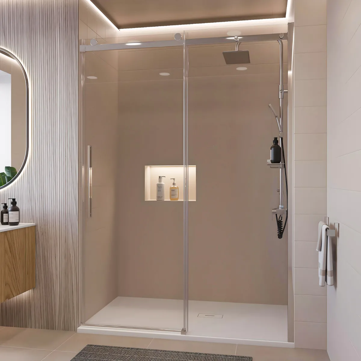 Transparente Antikalk-Duschschiebetür H195 EUCLIDE