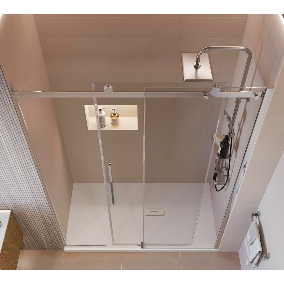 Porte de douche coulissante transparente anticalcaire...