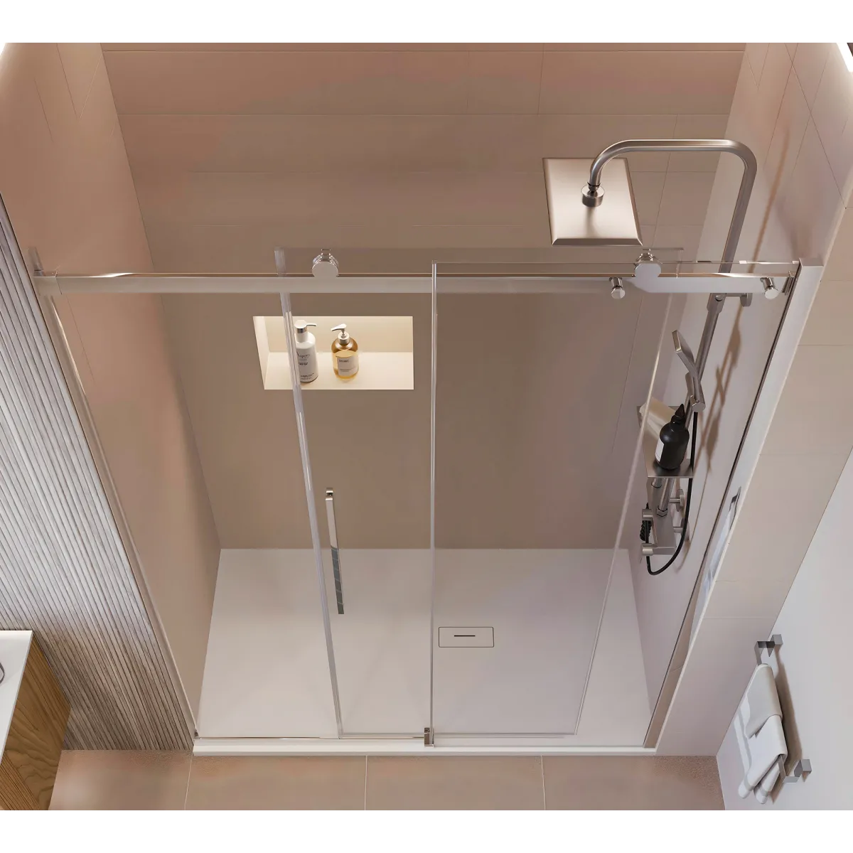 Transparente Antikalk-Duschschiebetür H195 EUCLIDE