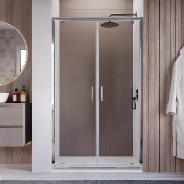 Porte de douche h195 Saloon Double charnière intérieur extérieur anticalcaire