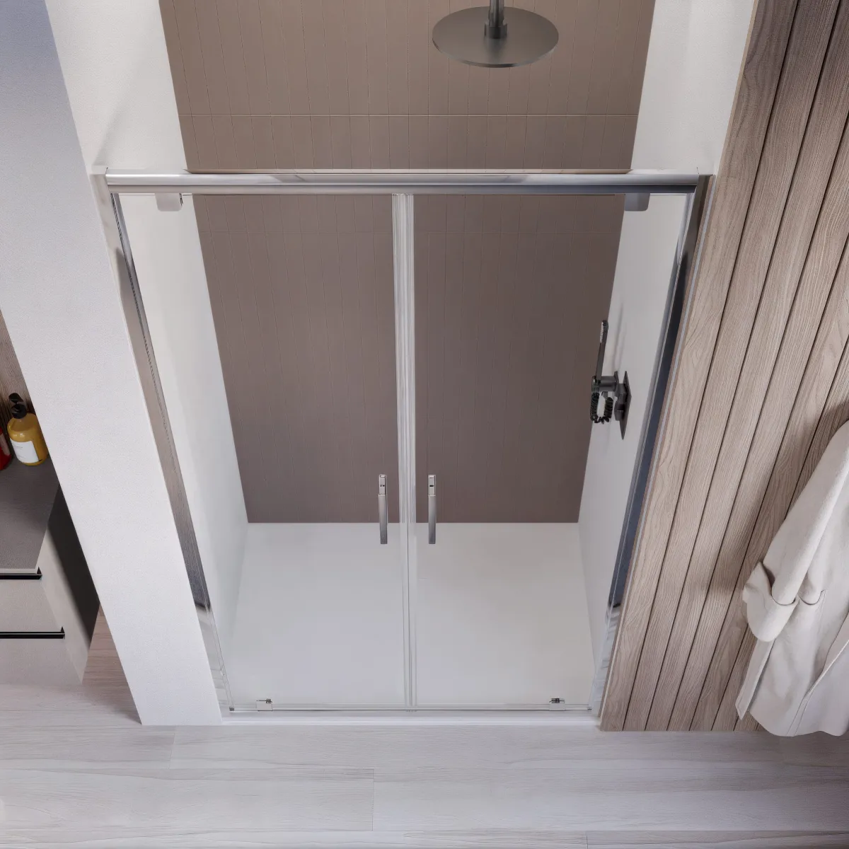 Porte de douche h195 Saloon Double charnière intérieur extérieur anticalcaire