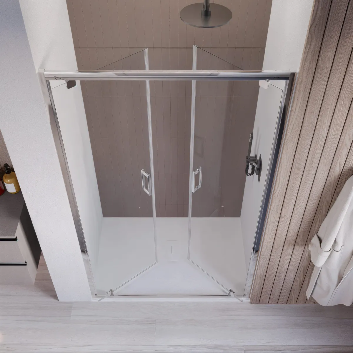 Porte de douche h195 Saloon Double charnière intérieur extérieur anticalcaire