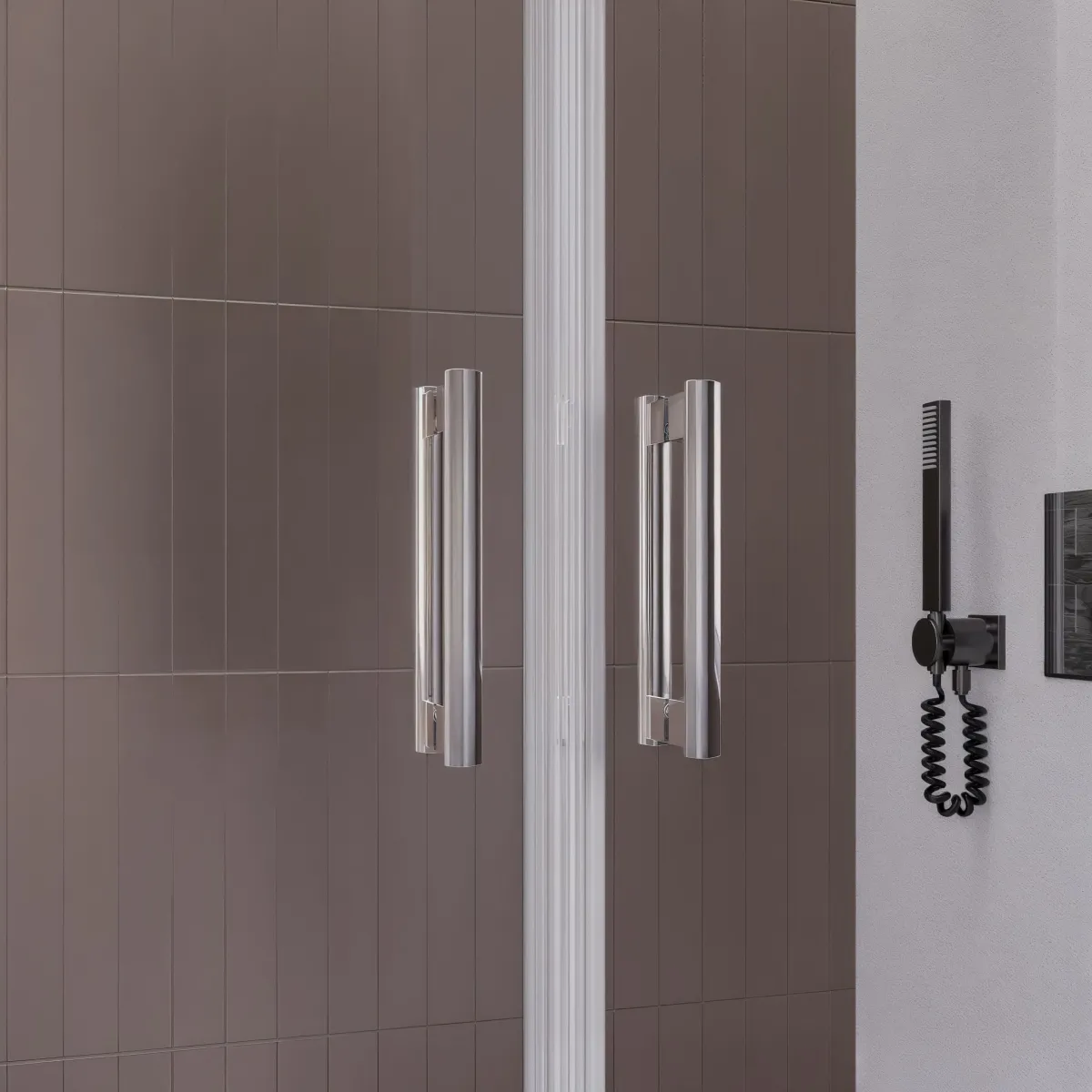 Porte de douche h195 Saloon Double charnière intérieur extérieur anticalcaire