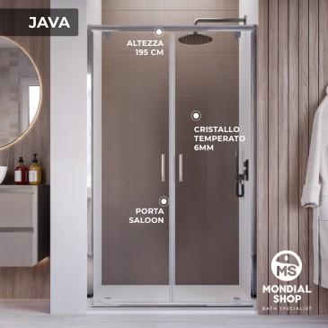 Porte de douche h195 Salon intérieur ou extérieur anticalcaire 6 mm JAVA