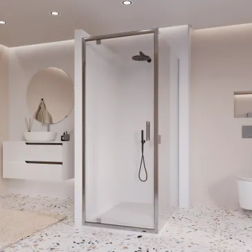 Cabine de douche 2 côtés porte battante transparente h195 Adèle