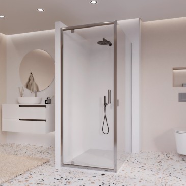 Cabine de douche à double paroi avec porte fixe à charnières et porte ADELE