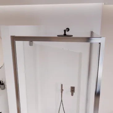 Zweiseitige Duschkabine mit feststehender Drehtür und ADELE-Tür