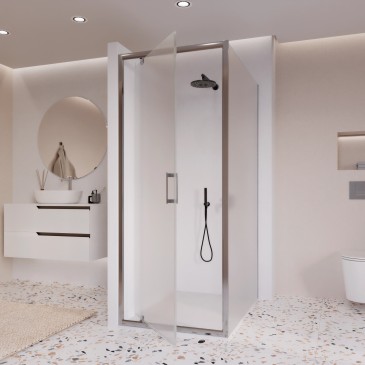 Cabine de douche deux faces avec porte battante opaque h195 6mm Adele
