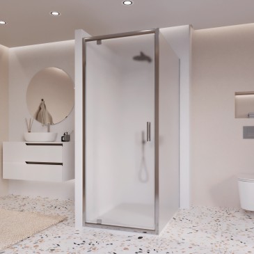 Cabine de douche deux faces avec porte battante opaque h195 6mm Adele