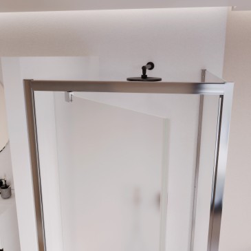 Cabine de douche deux faces avec porte battante opaque h195 6mm Adele
