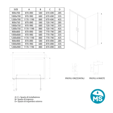 Box doccia due lati saloon dentro o fuori trasparente h195 6mm Java