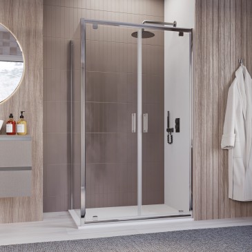 Cabine de douche deux faces saloon transparente h195 6mm Java