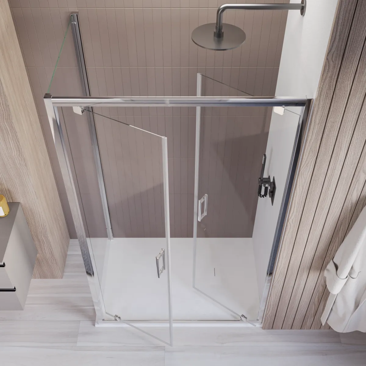 Cabine de douche, deux côtés, style salon, intérieur ou...